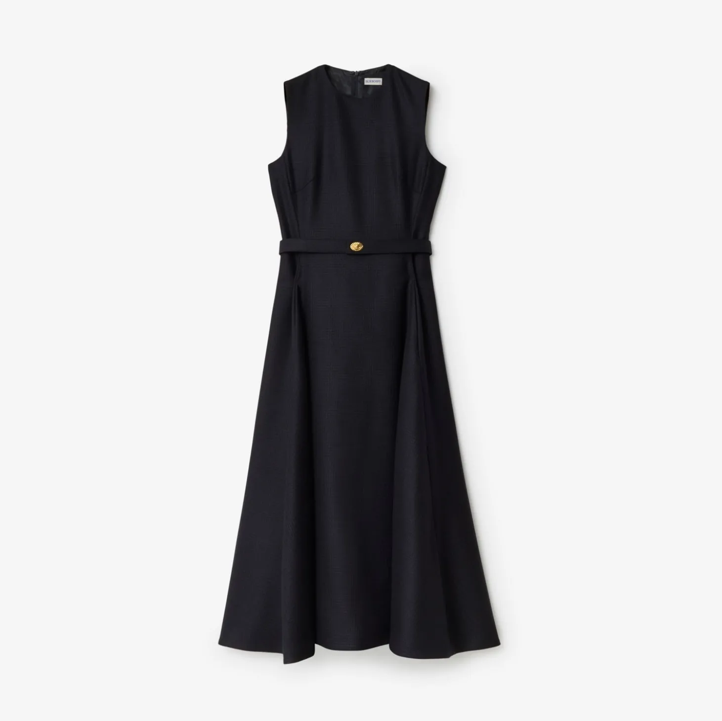 Belted Check Wool Dress