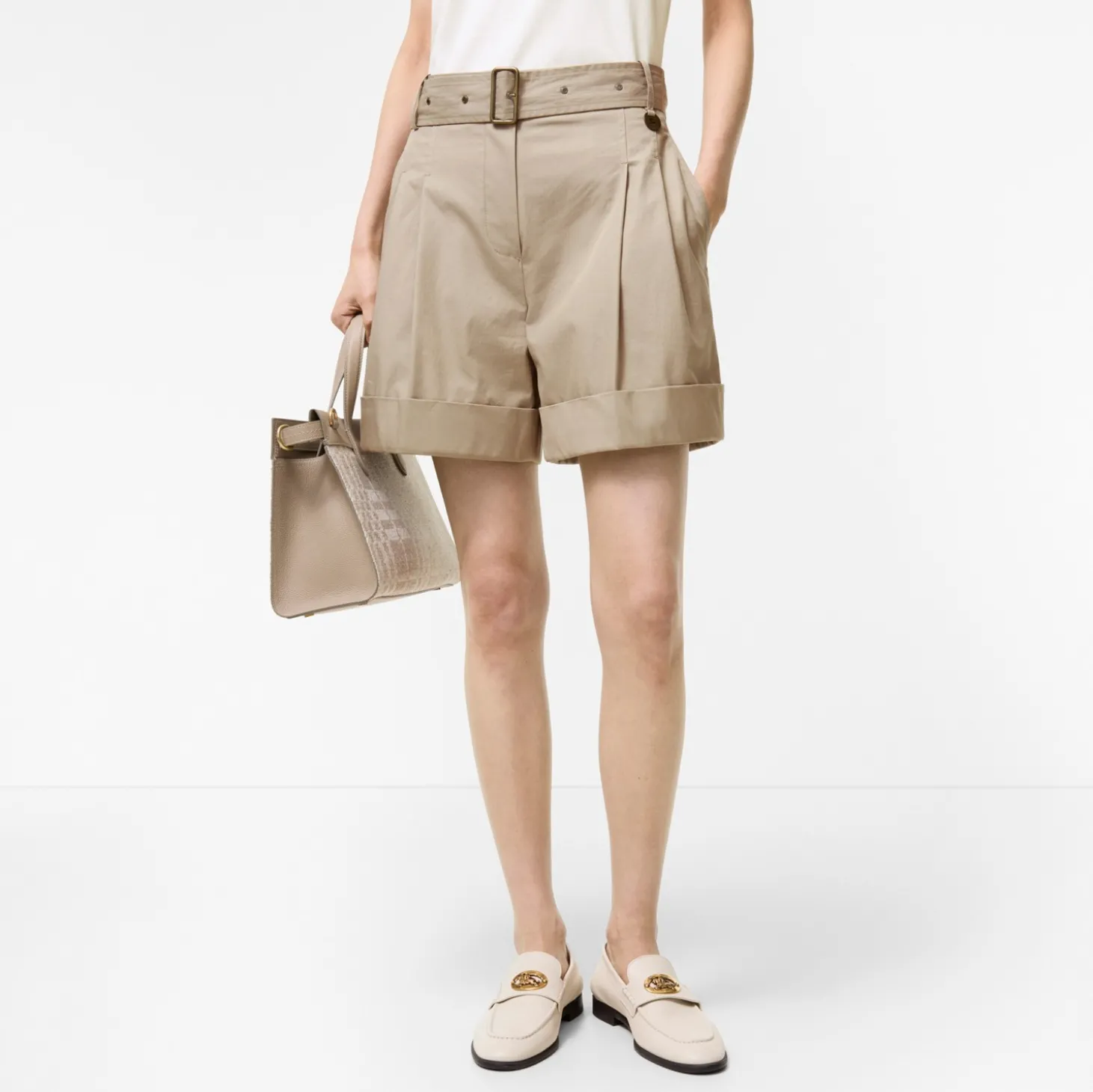 Belted Tropical Gabardine Shorts