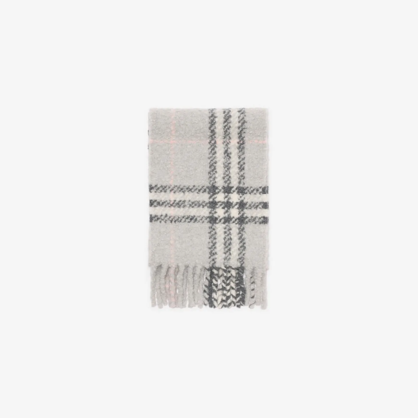 Check Alpaca Wool Blend Bouclé Scarf