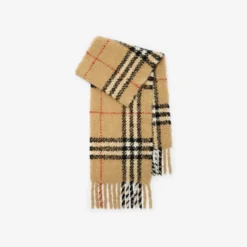 Check Alpaca Wool Blend Bouclé Scarf