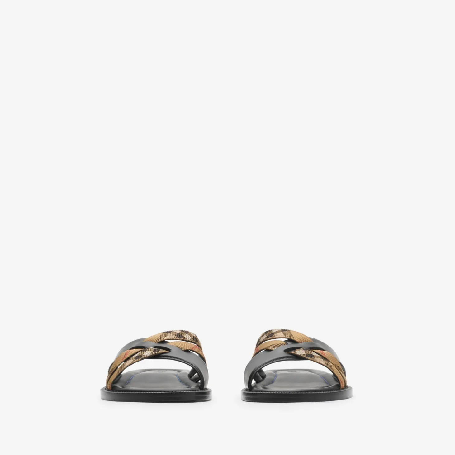 Check and Leather Drift Sandals