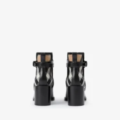 Check and Leather Heel Boots