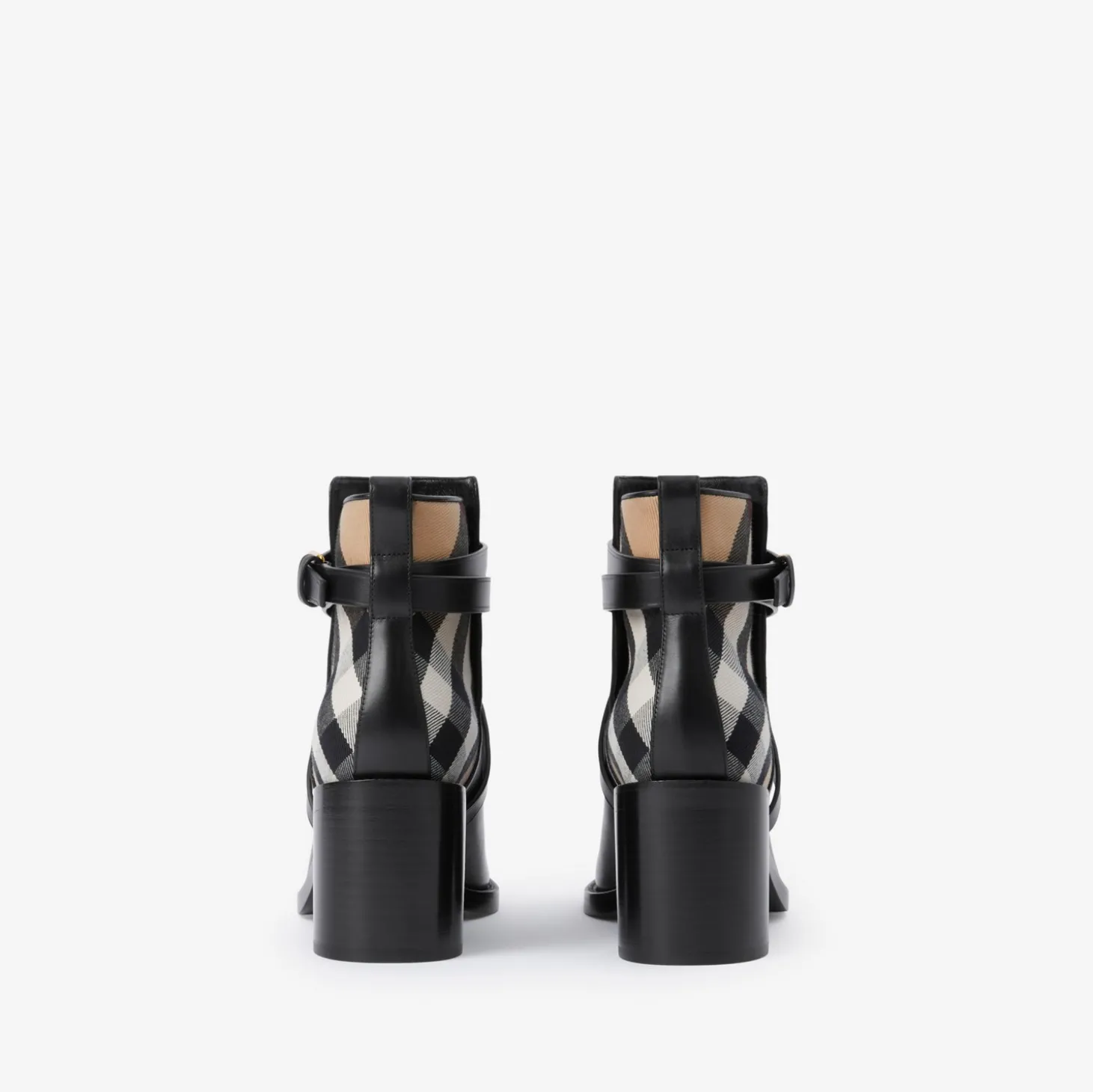 Check and Leather Heel Boots