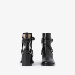 Check and Leather Heel Boots