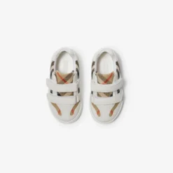 Check and Leather Sneakers