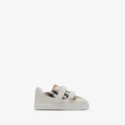 Check and Leather Sneakers