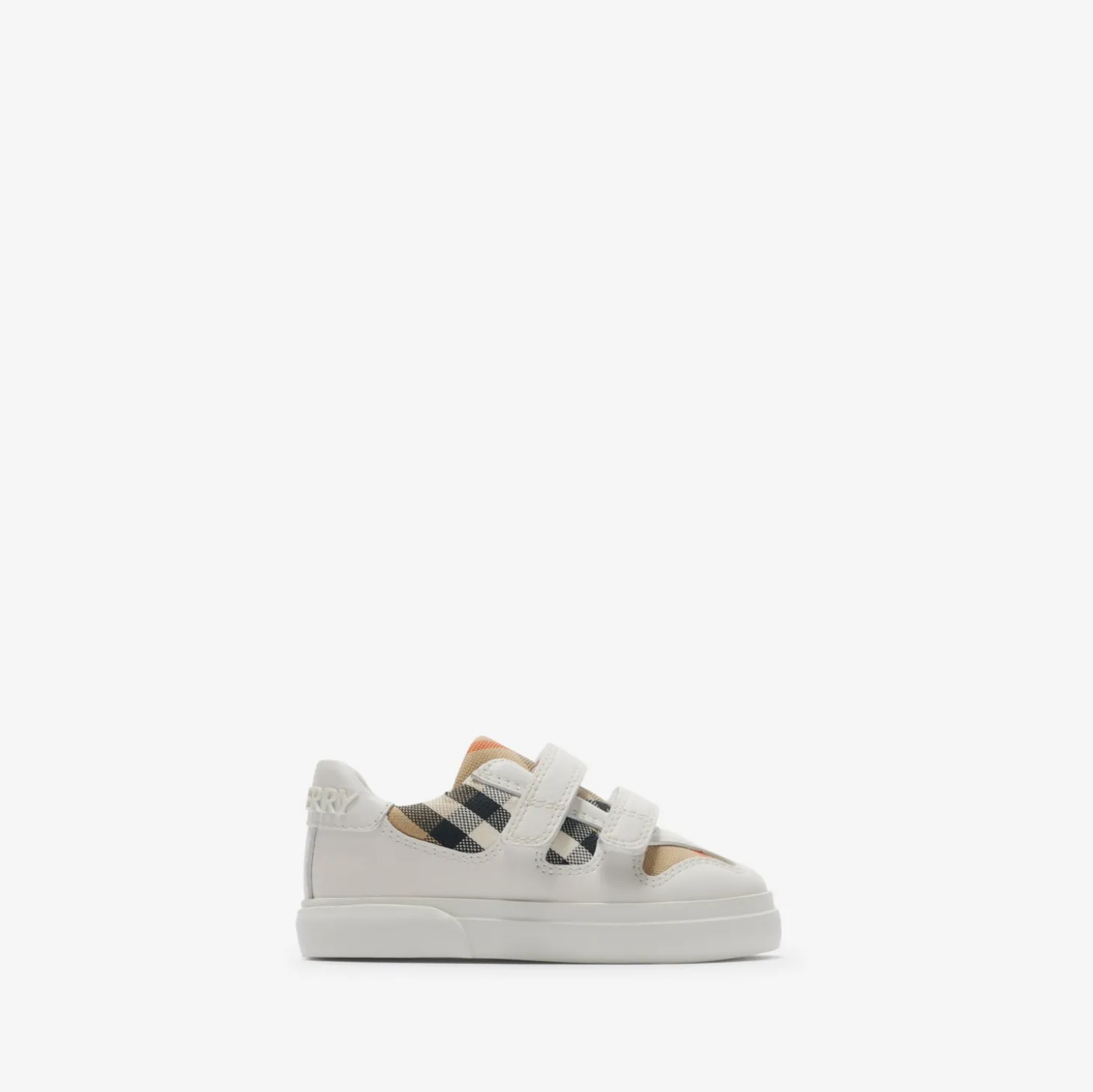 Check and Leather Sneakers