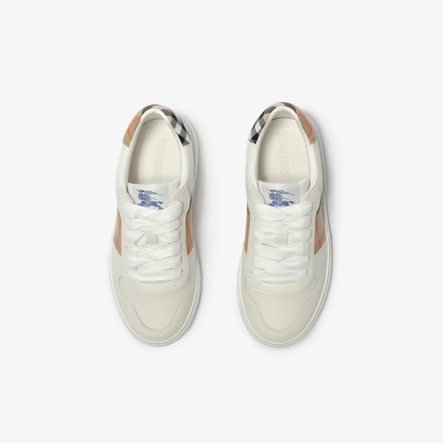 Check and Leather Sneakers
