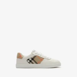 Check and Leather Sneakers
