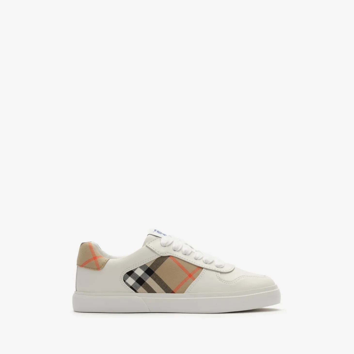 Check and Leather Sneakers