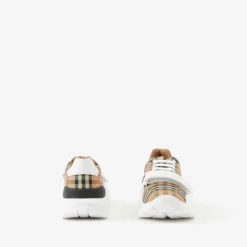 Check and Leather Sneakers