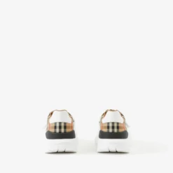 Check and Leather Sneakers