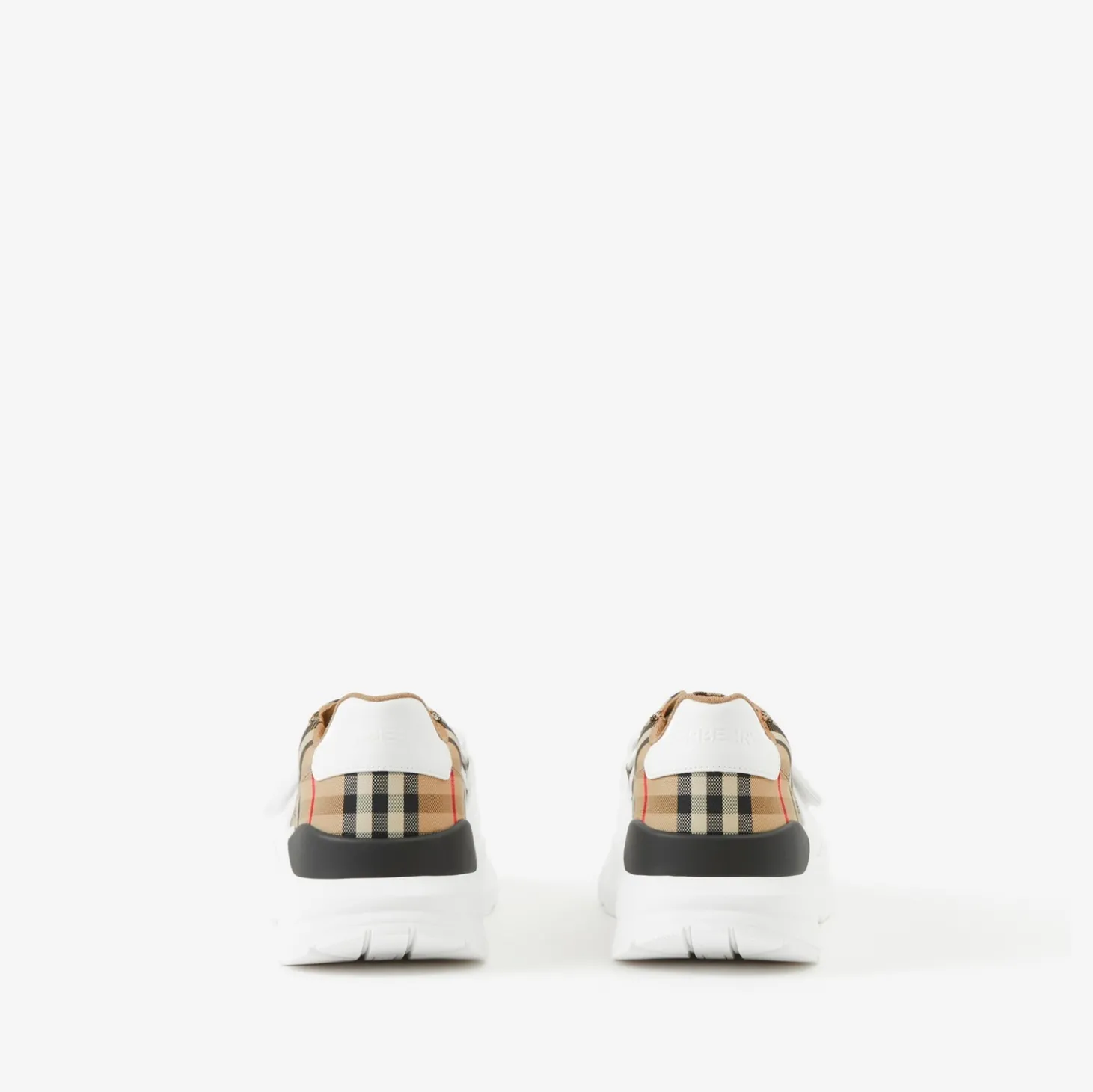 Check and Leather Sneakers