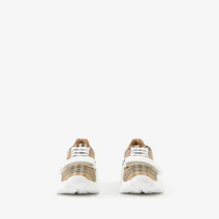 Check and Leather Sneakers