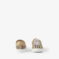 Check and Leather Sneakers