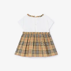 Check Bow Cotton Dress with Bloomers