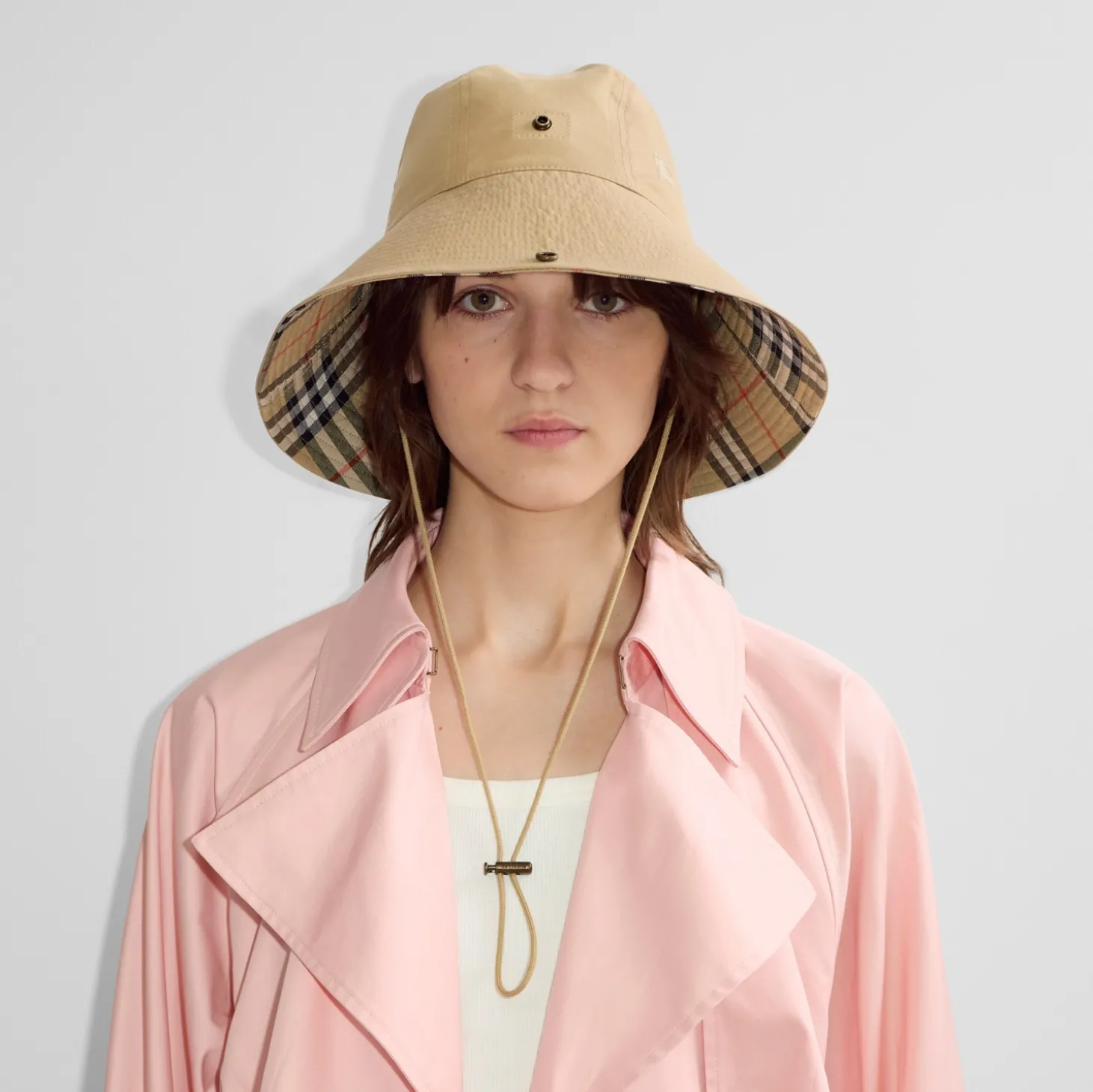Check Brim Gabardine Hat