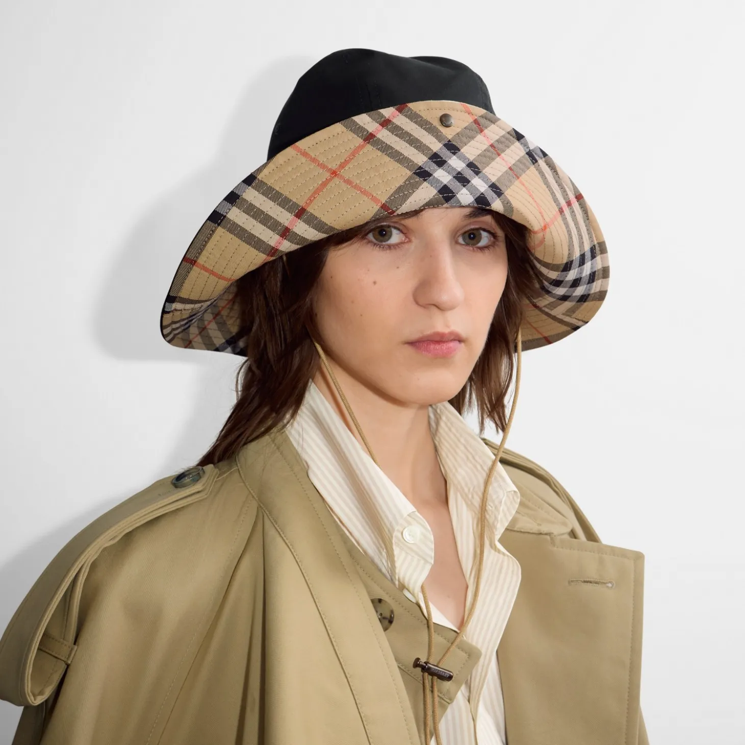 Check Brim Gabardine Hat