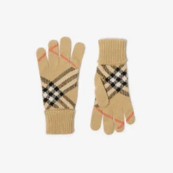 Check Cashmere Blend Gloves