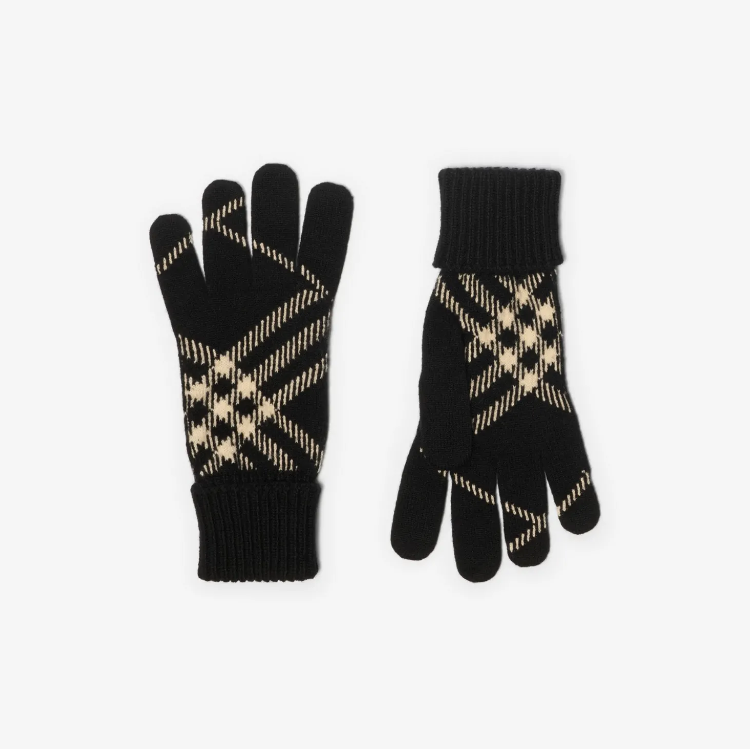 Check Cashmere Blend Gloves