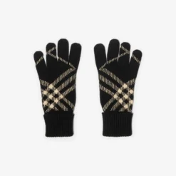 Check Cashmere Blend Gloves