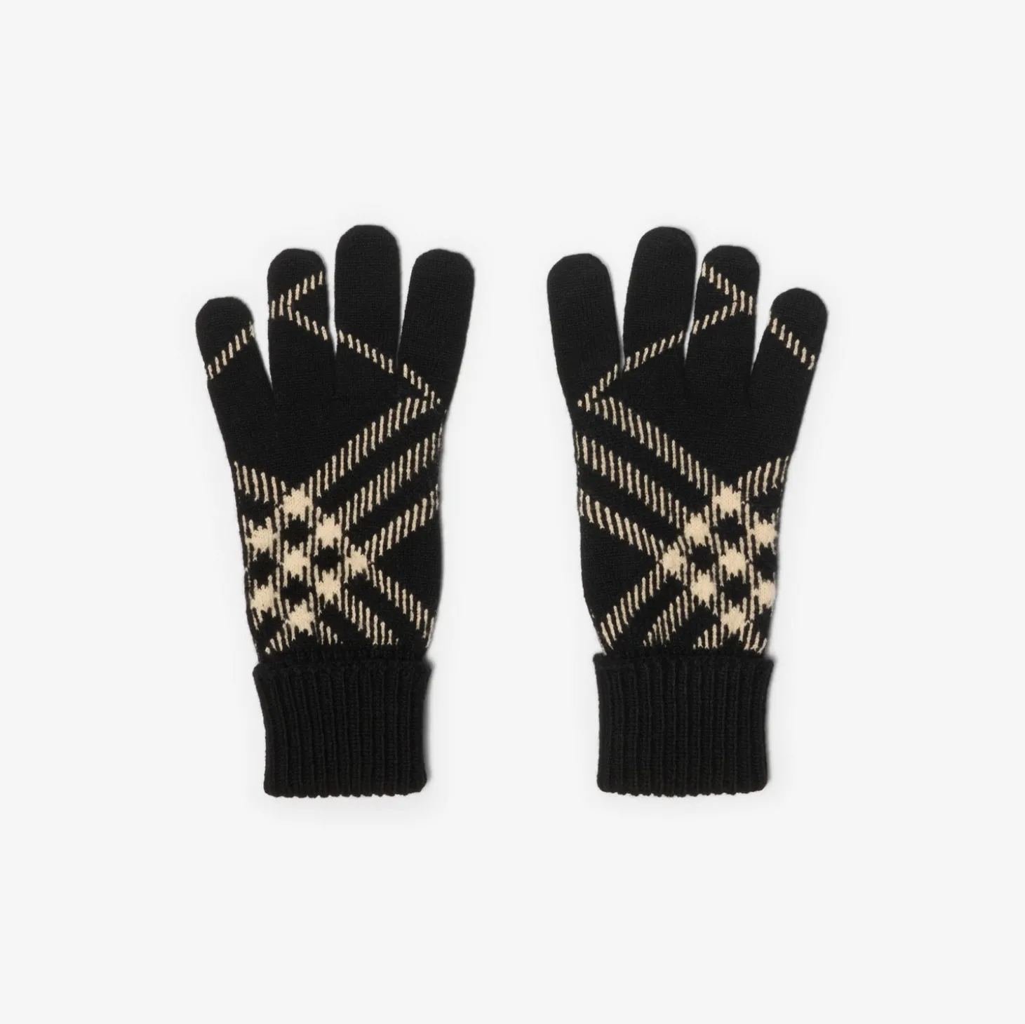 Check Cashmere Blend Gloves