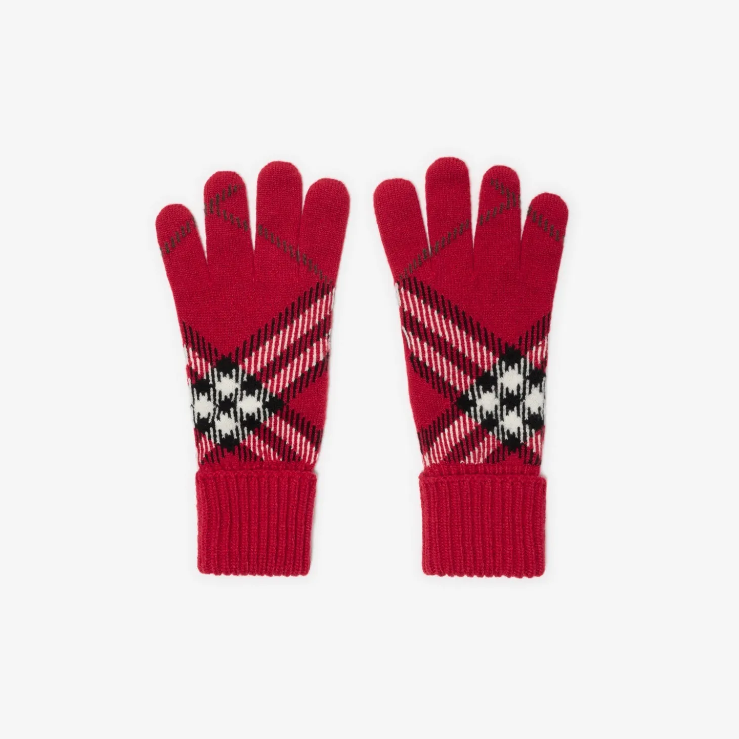 Check Cashmere Blend Gloves