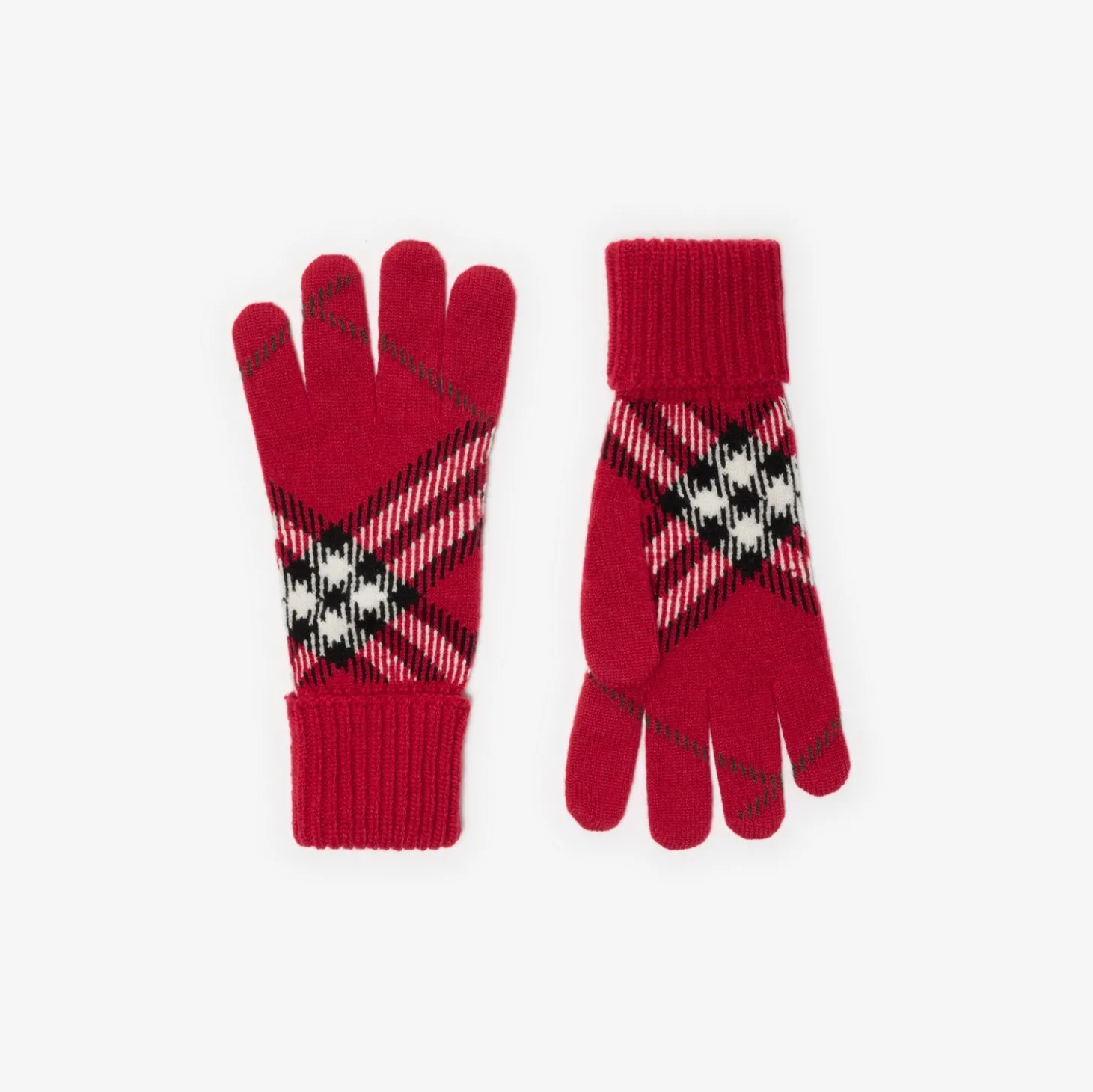 Check Cashmere Blend Gloves