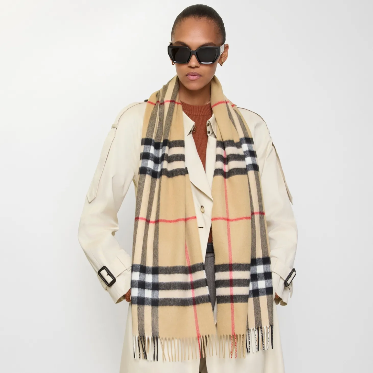 Check Cashmere Scarf