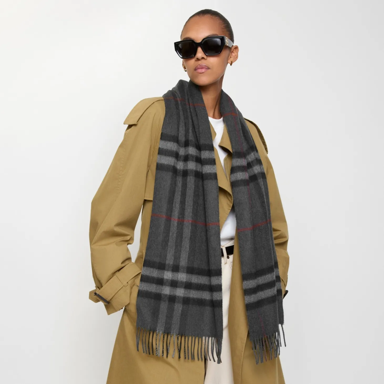 Check Cashmere Scarf