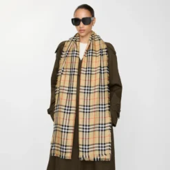 Check Cashmere Silk Scarf