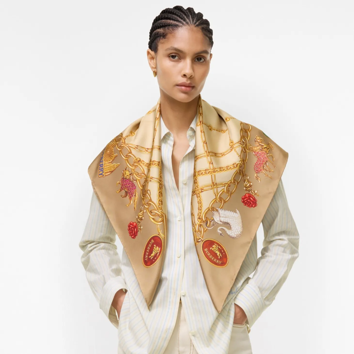 Check Charm Silk Scarf