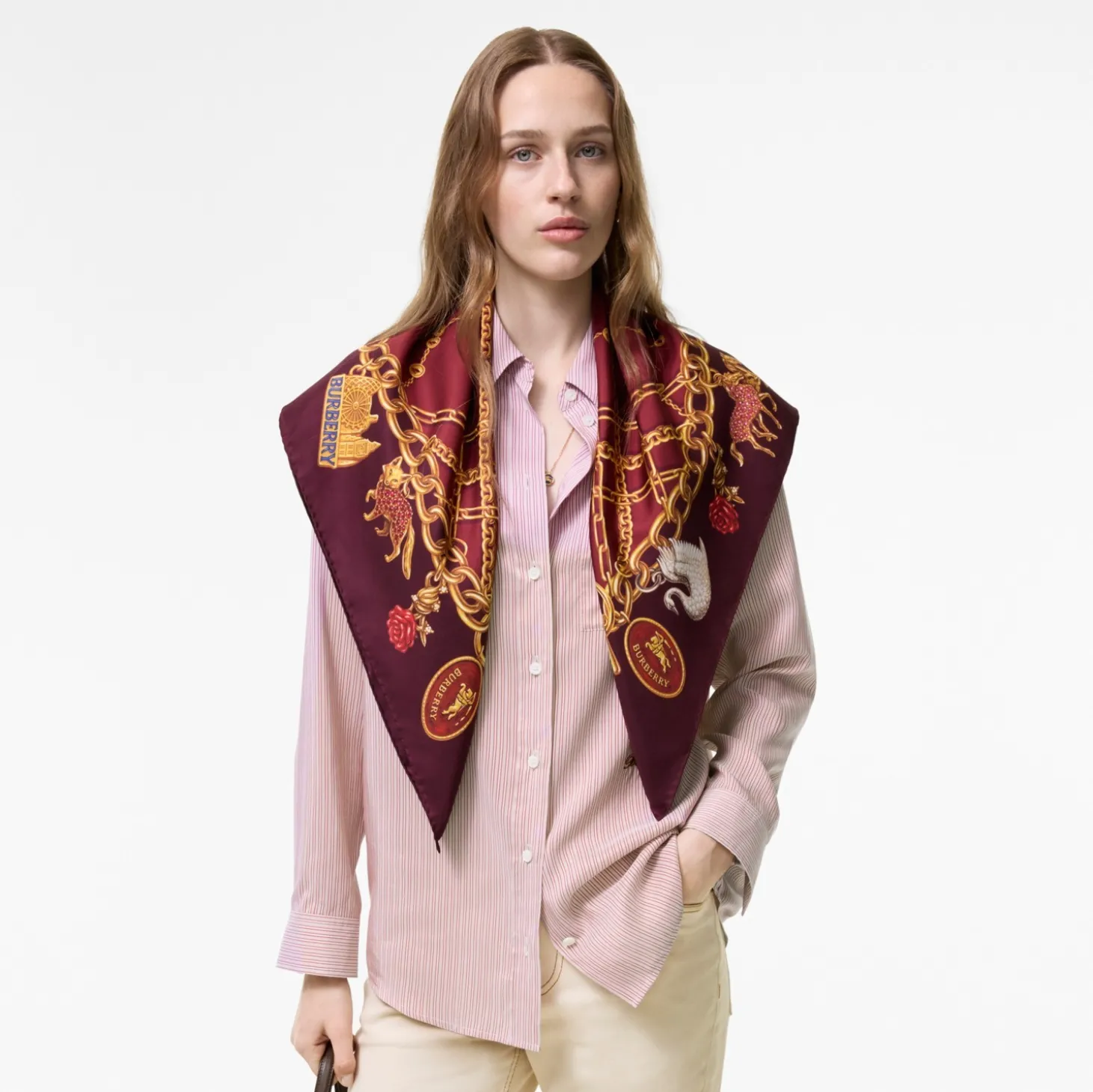 Check Charm Silk Scarf