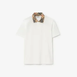 Check Collar Cotton Polo Shirt