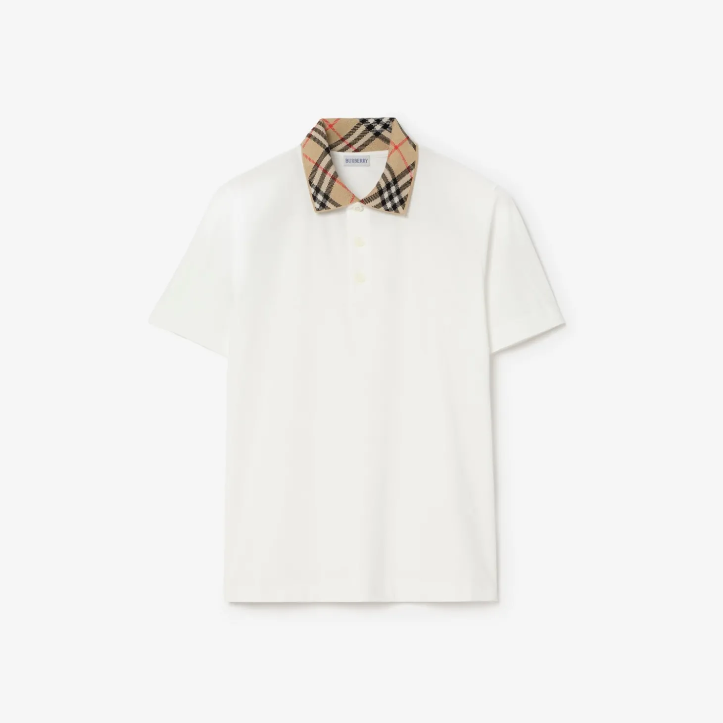 Check Collar Cotton Polo Shirt