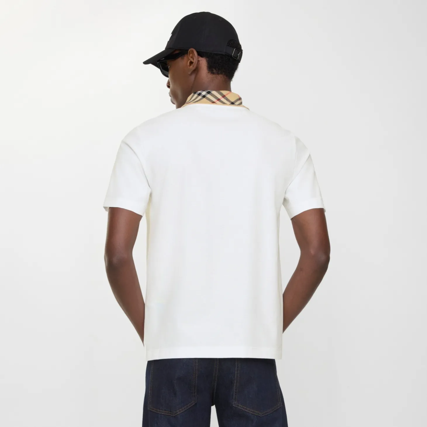 Check Collar Cotton Polo Shirt