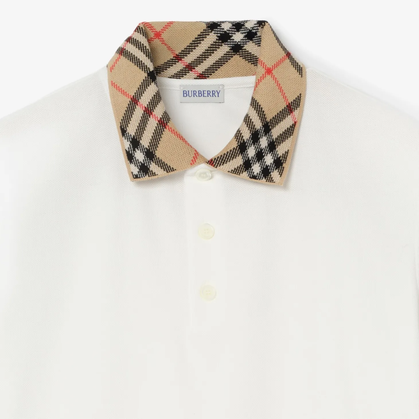 Check Collar Cotton Polo Shirt