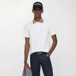 Check Collar Cotton Polo Shirt
