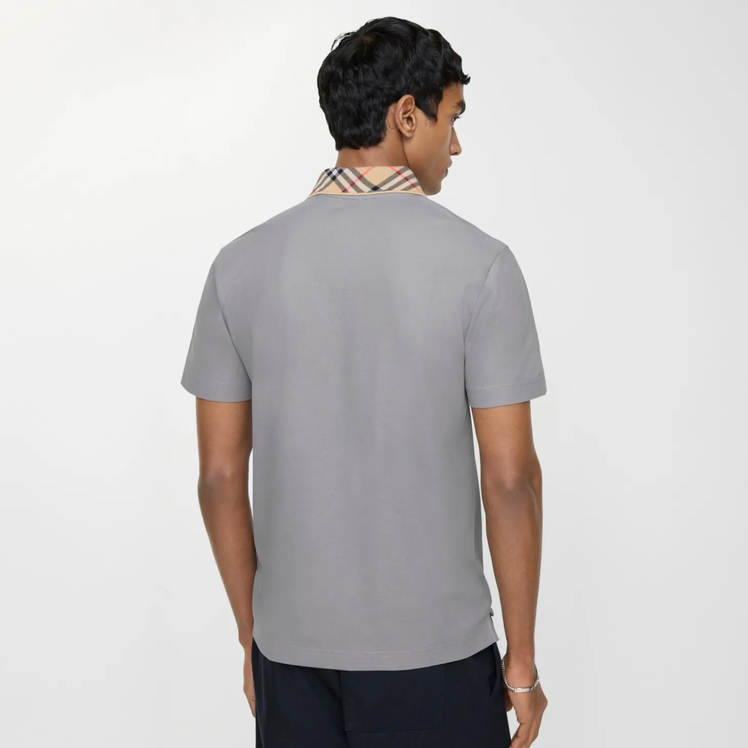 Check Collar Cotton Polo Shirt