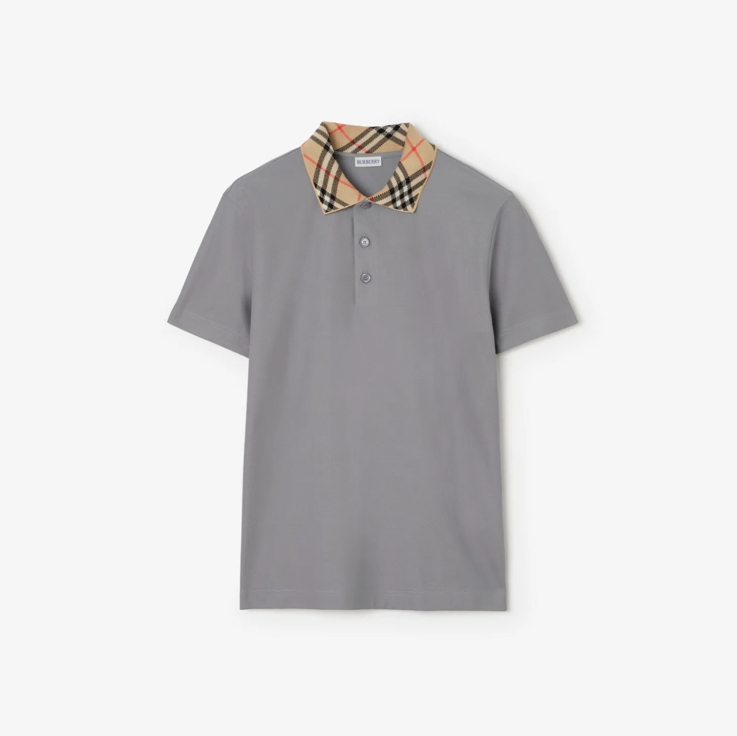 Check Collar Cotton Polo Shirt