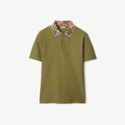 Check Collar Cotton Polo Shirt