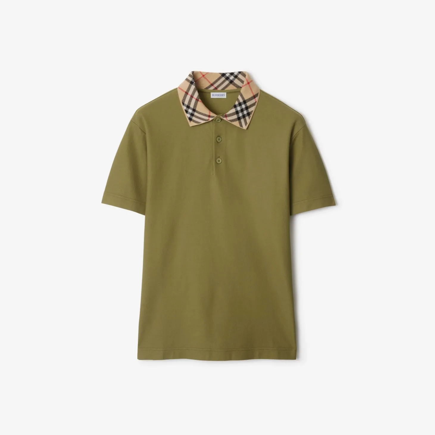 Check Collar Cotton Polo Shirt