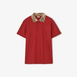Check Collar Cotton Polo Shirt