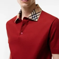 Check Collar Cotton Polo Shirt