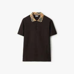 Check Collar Cotton Polo Shirt