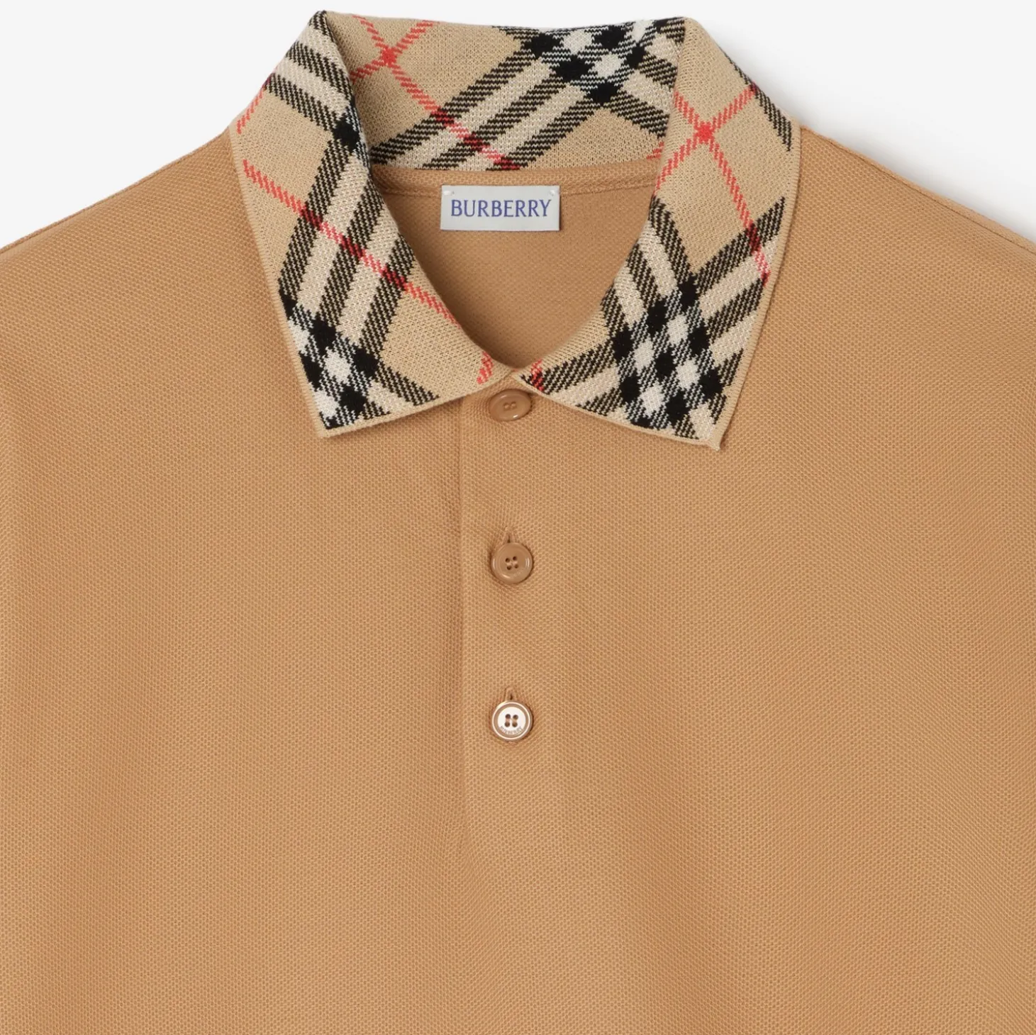 Check Collar Cotton Polo Shirt