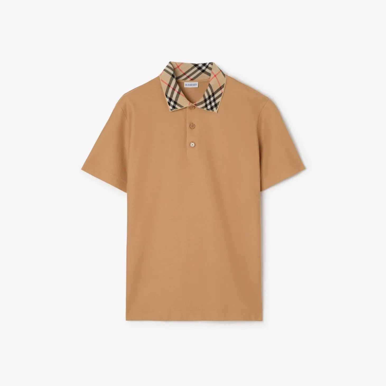 Check Collar Cotton Polo Shirt