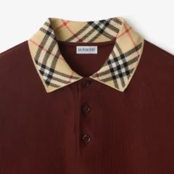 Check Collar Cotton Polo Shirt