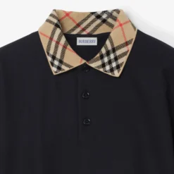 Check Collar Cotton Polo Shirt