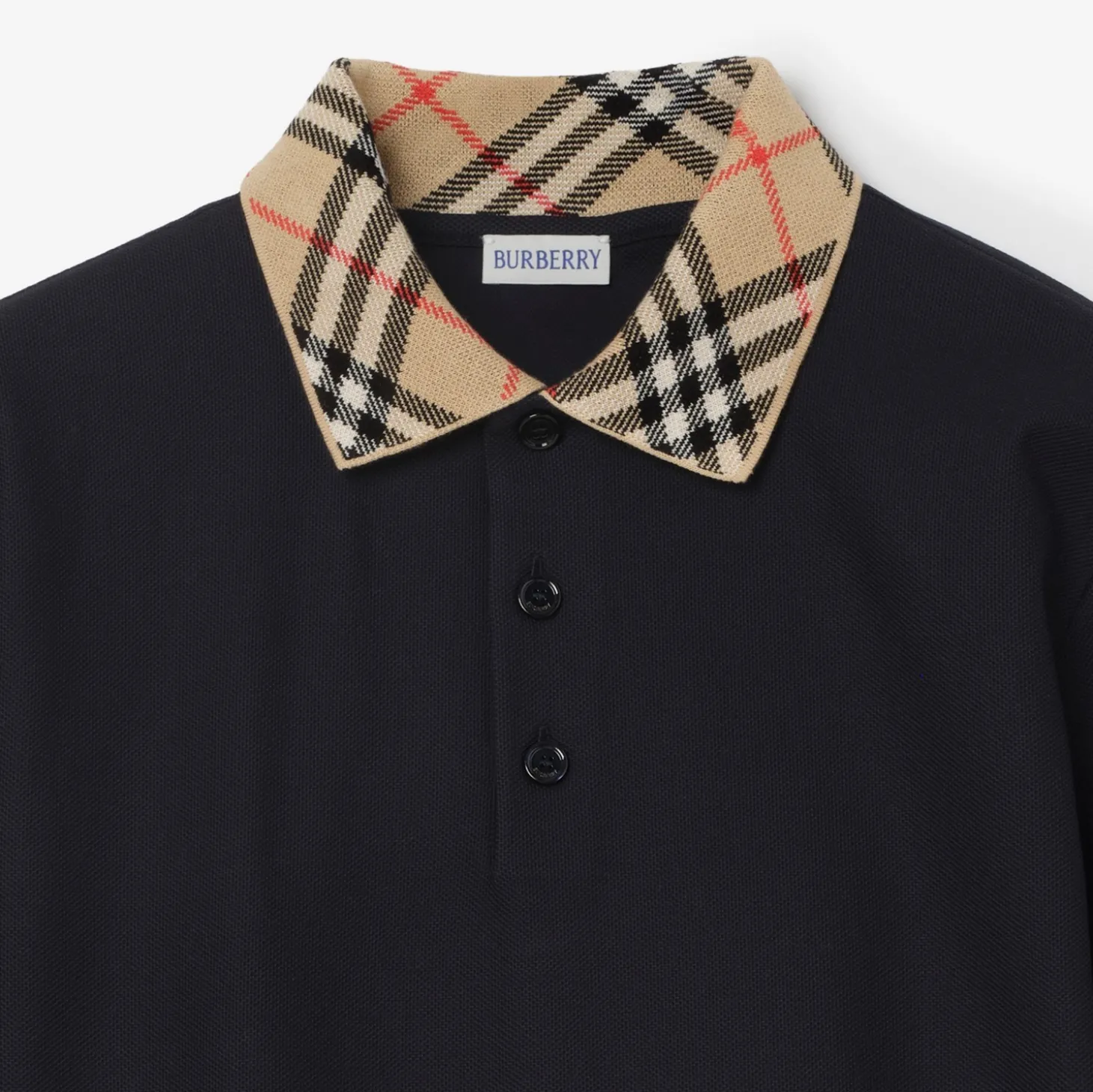 Check Collar Cotton Polo Shirt